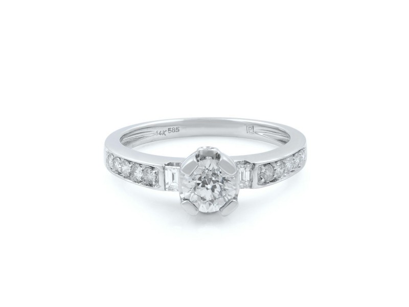 Rachel Koen 14K Gold Diamond Accented Womens Engagement Ring 0.85 Cttw Size 7.25