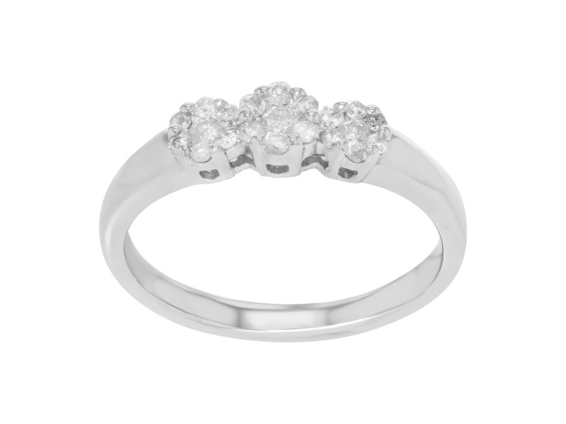 Rachel Koen 14k White Gold  0.37Cttw Theree Diamonds Womens Ring Size 7