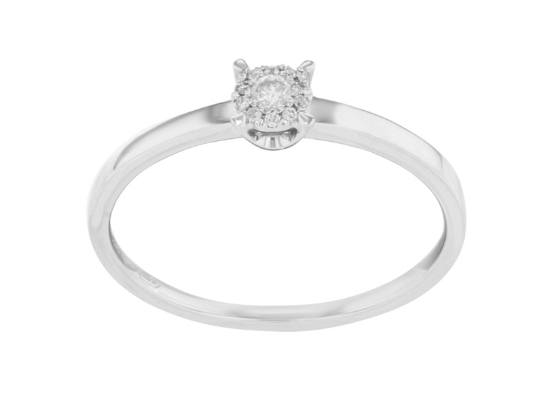 18k White Gold Diamonds Engagement Ring Bliss by Damiani Illusion  0.08 Cttw