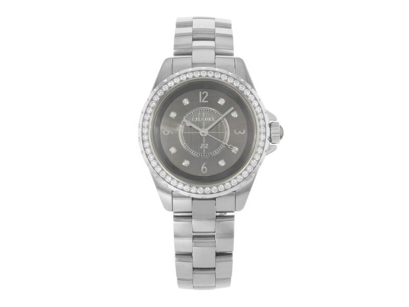 Chanel Titanium Ceramic Gray Diamond Dial Quartz Ladies Watch J12 H2565