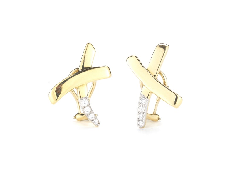 Tiffany & Co. Yellow Gold Paloma Picasso Diamond X Earrings