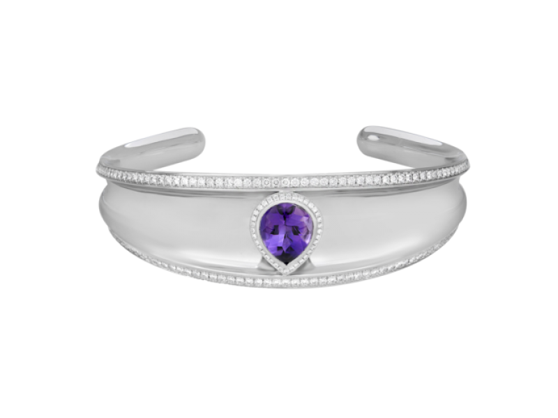 Chopard Imperiale Amethyst and Diamonds Cuff Bracelet 18k White Gold 2.38cttw 