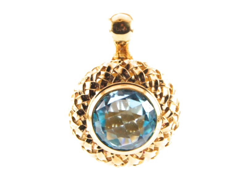Slane 18K Yellow Gold and Sterling Silver with Blue Topaz Pendant