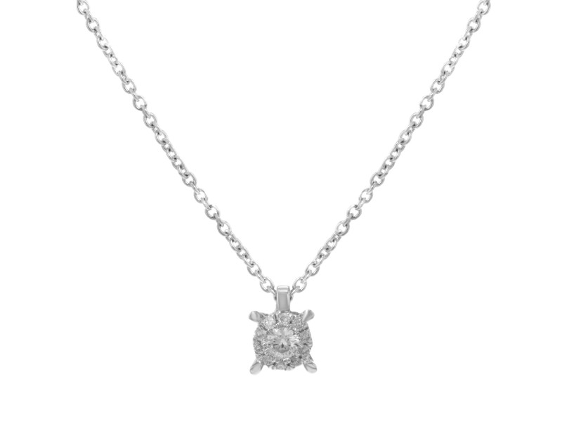 18K White Gold Diamonds Pendant Necklace Bliss by Damiani 0.10 Cttw