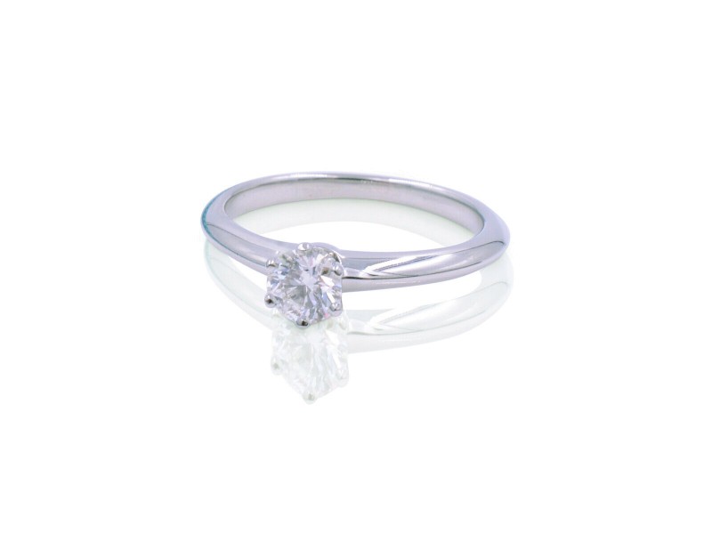 Tiffany Co. Platinum Solitaire Diamond Engagement Ladies Ring 0.22 Cttw Size 5