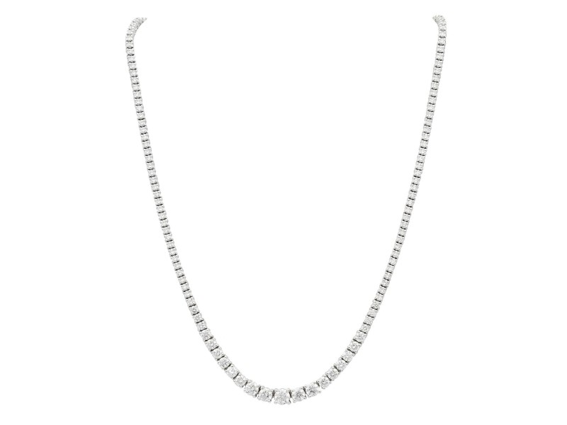 Rachel Koen 14K White Gold Diamond Rivera Necklace 7.57ct