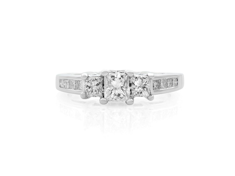 Rachel Koen 14K White Gold 1.15cttw Diamond Princess Cut Engagement Ring SZ7