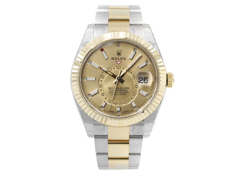 Rolex Sky-Dweller Champagne Dial Steel Yellow Gold Automatic Mens Watch 326933