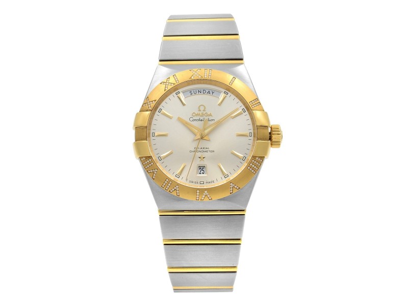 Omega Constellation Steel Gold Diamonds Automatic Mens Watch 123.25.38.22.02.002
