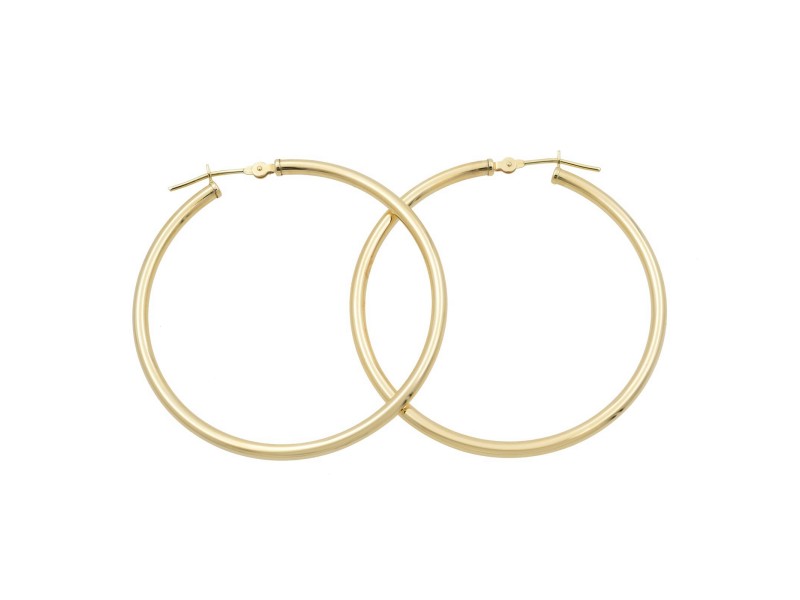 Rachel Koen 14K Yellow Gold Medium Hoop Earrings 1.5inch