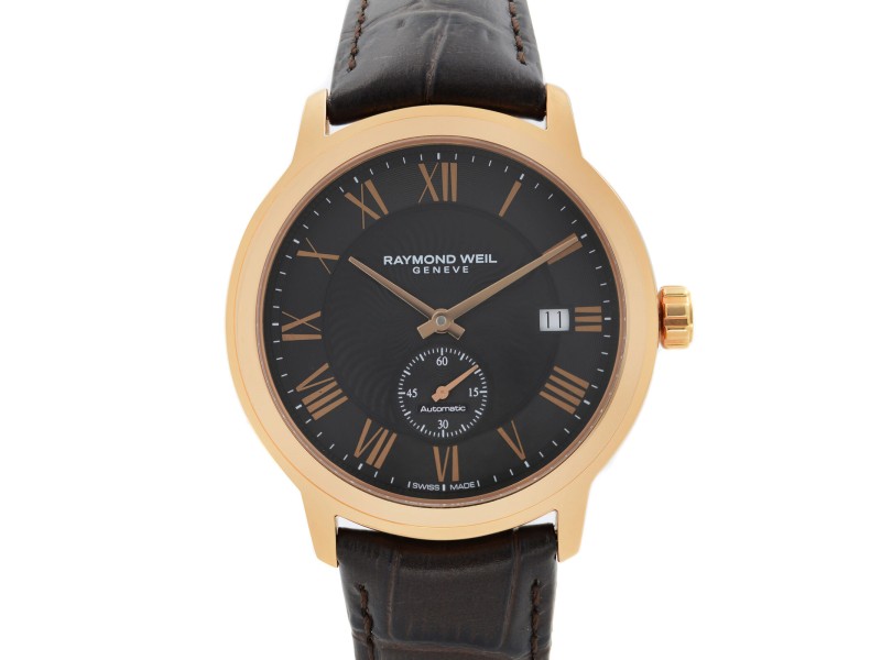 Raymond Weil Maestro 39.5mm Leather Steel Black Automatic Watch 2238-PC5-00209