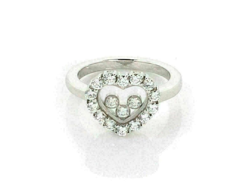 Chopped Happy Diamond 18k White Gold Heart Diamond Bezel Ring