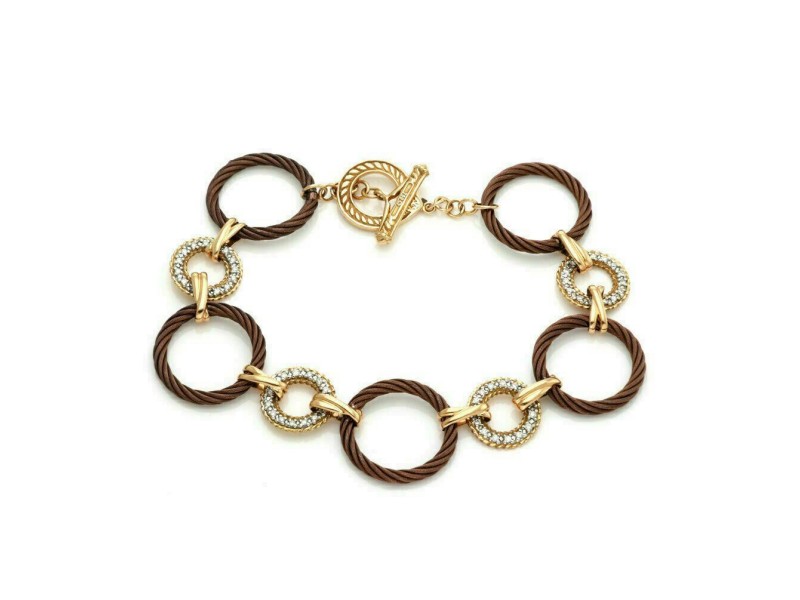 Charriol Diamond Stainless Steel & 18k Gold Circle Link Toggle Bracelet