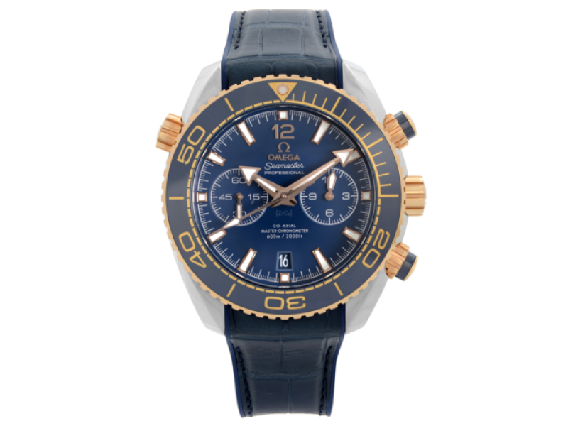 Omega Seamaster Planet Ocean 18k Gold Steel Blue Dial Watch 
