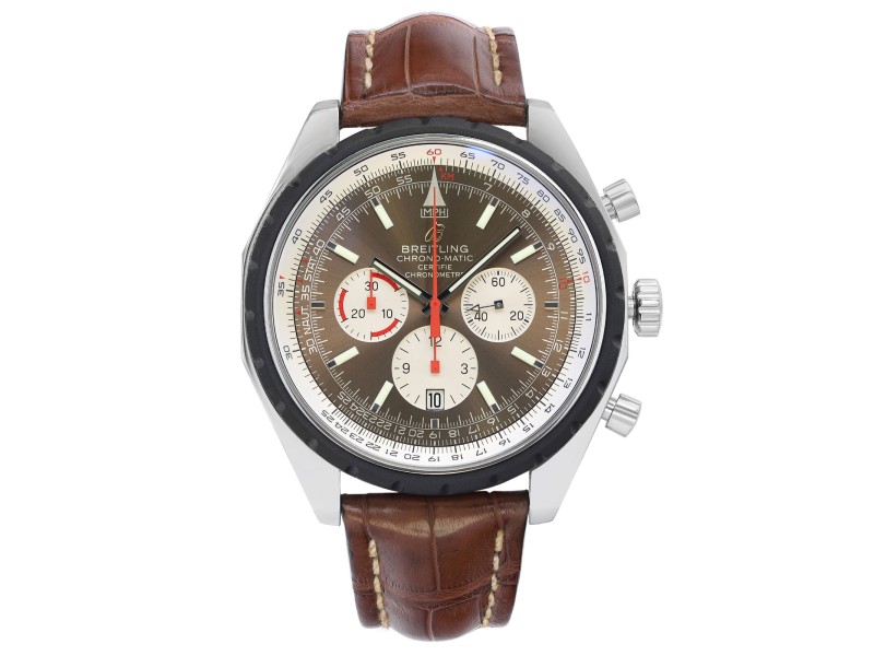 Breitling Navitimer Chronomatic Steel Specia lEdition Brown Dial Watch 