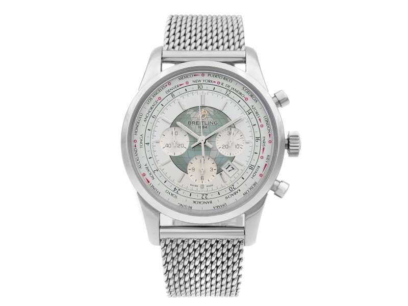 Breitling Transocean Unitime Steel White Dial Watch 