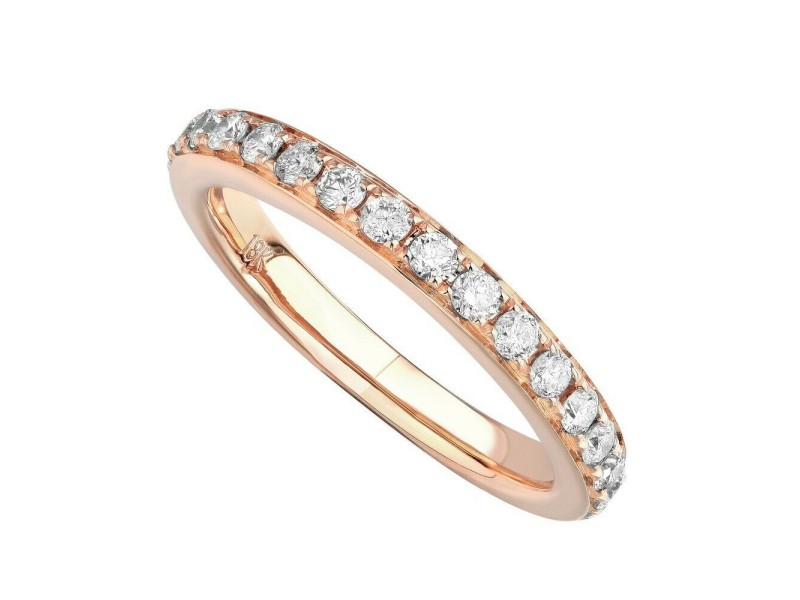 18K Rose Gold 0.65cts Genuine Diamond Pave Ladies Ring Size 6.5