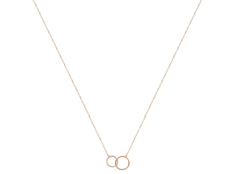 Rachel Koen Rose Gold Double Ring Circle Pendant Necklace With Chain