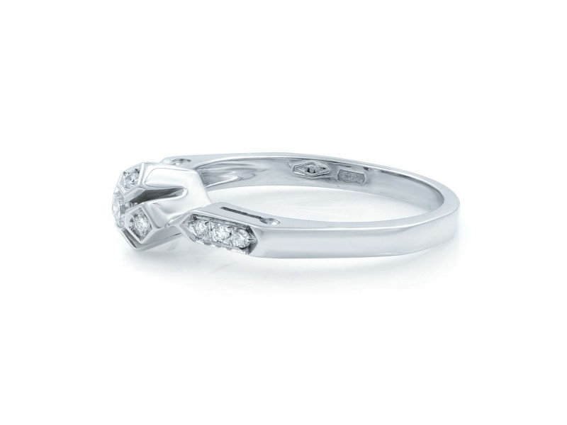 Rachel Koen 18K White Gold Diamond Accented Ladies Engagement Ring 0.18 Cttw
