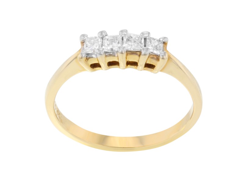 14K Yellow Gold Princess Cut Diamond Anniversary Wedding Eternity Ladies Ring 7