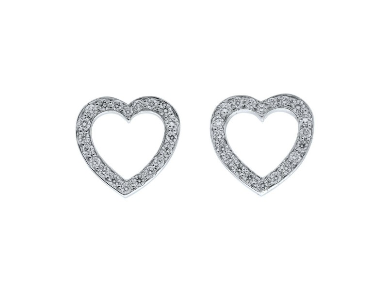 Tiffany & Co Platinum Diamond Open Heart Stud Earrings 0.08cts