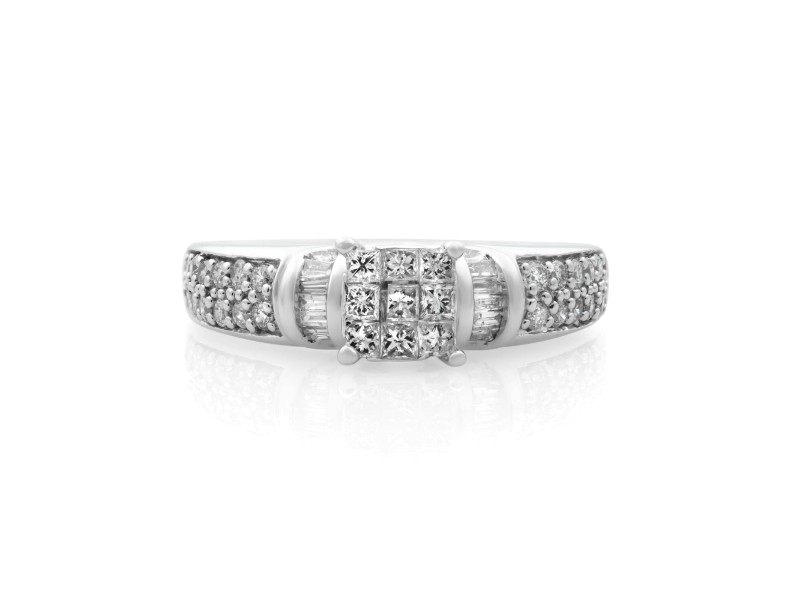 Rachel Koen 14K White Gold Diamond Engagement Ring 0.55cts Size 6