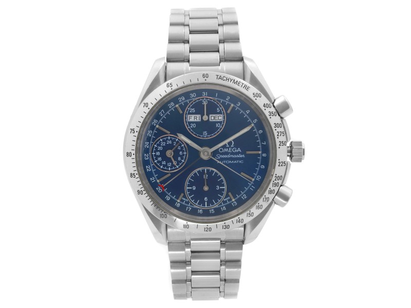 Omega Speedmaster Steel Chronograph Blue Dial Automatic Mens Watch 3521.80.00