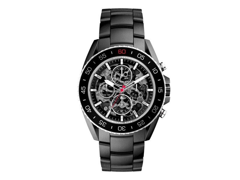 Michael Kors Jet-Master 45mm Black PVD Steel Automatic Mens Watch 