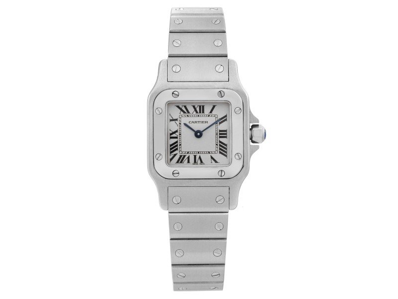 Cartier Santos Galbee 24mm Steel Silver Roman Dial Quartz Ladies Watch  