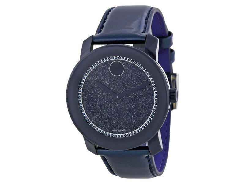 Movado 3600229 Navy Dial Navy Leather Strap Womens Watch 