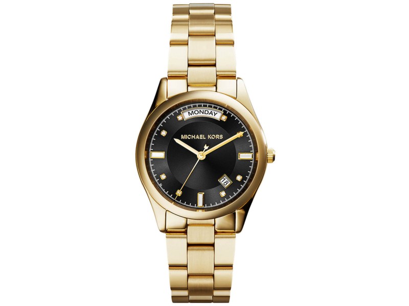 Michael Kors MK6070 Gold Plated Stainless Steel Black Dial Quartz 33mm Women's Watch