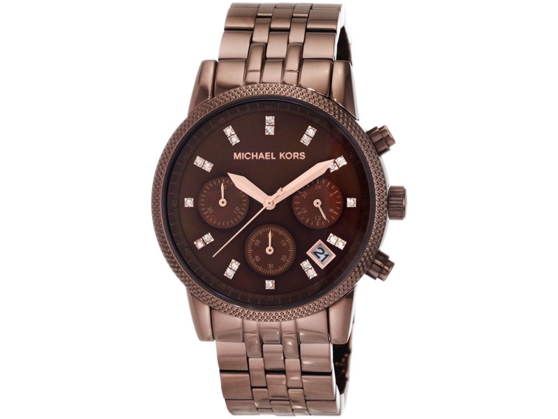 Michael Kors MK5547 Ritz Brown Dial Brown IP Stainless Chronograph 36.50mm Womens Watch