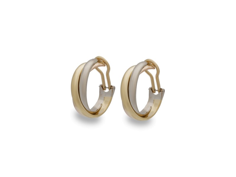 Cartier 18K Yellow, White, and Rose Gold Trinity Earrings