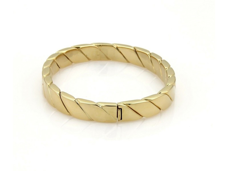Tiffany & Co. 18k Yellow Gold Oval Hinged 8mm Wide Bangle Bracelet