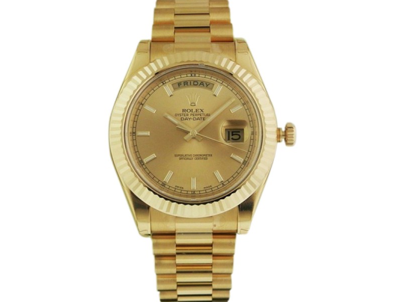 Rolex Day-Date II President  218238 Champagne Index Dial 41mm Mens Watch