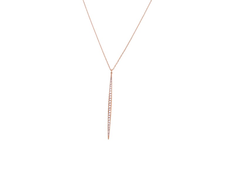 Michael Kors Crystal Pave Matchstick Rose Gold Tone Charm Necklace 