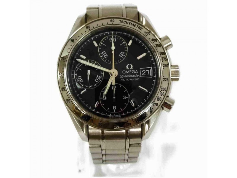 Omega Silver x Black 3513.5 Speedmaster Chronograph Watch 