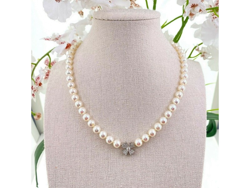 Tiffany & Co. Floret Flourishes Collection Pearl Platinum and Diamond Necklace