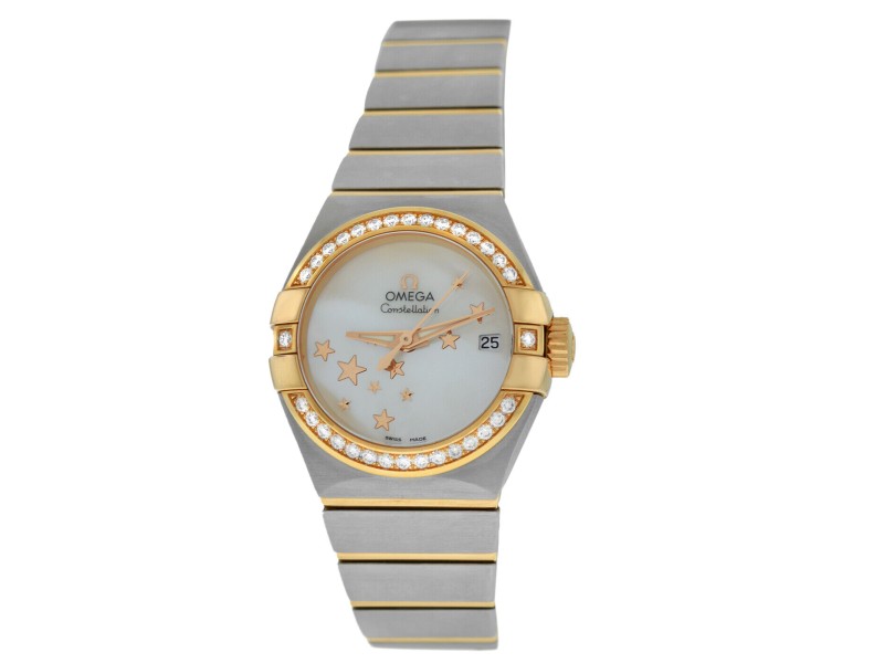 Omega Constellation  Diamond 18K Gold Steel 27MM Auto Watch