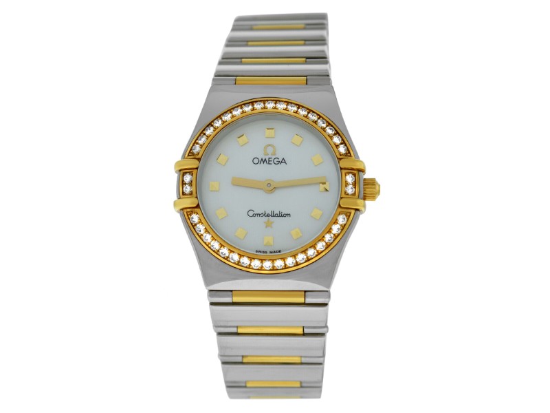 Omega Constellation  MOP Diamonds 18K Gold Steel 24MM Quartz Watch