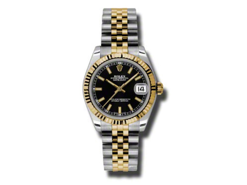 Rolex Datejust Steel and Yellow Gold Black Stick Dial 31mm Watch