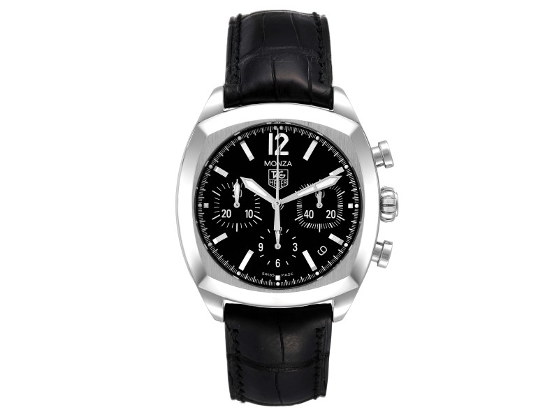 Tag Heuer Monza Black Dial Chronograph Steel Mens Watch 