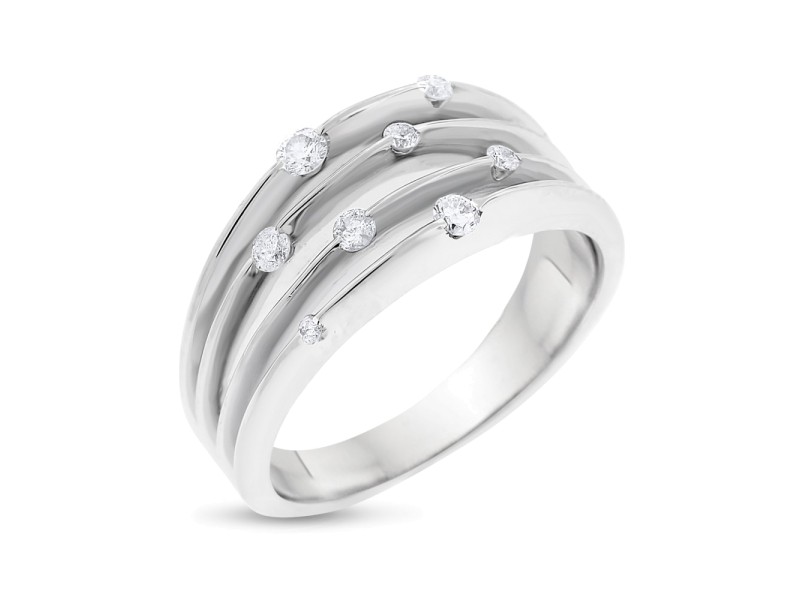 10k White Gold 0.25ct. Scattered Diamond Multi-Row Ring Size 7