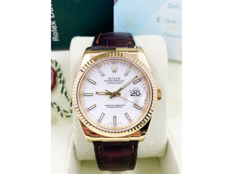 Rolex Datejust 116138 18K Yellow Gold Leather Strap
