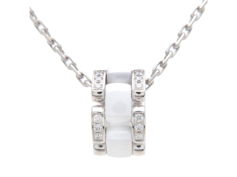  CHANEL Ultra Collection Diamond Necklace K18WG White Ceramic  