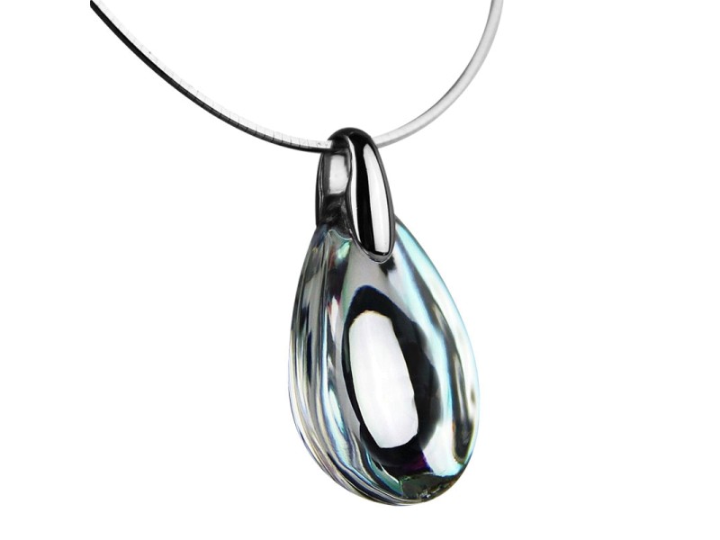 Baccarat 925 Sterling Silver Psydelic Mirror Clear Necklace 