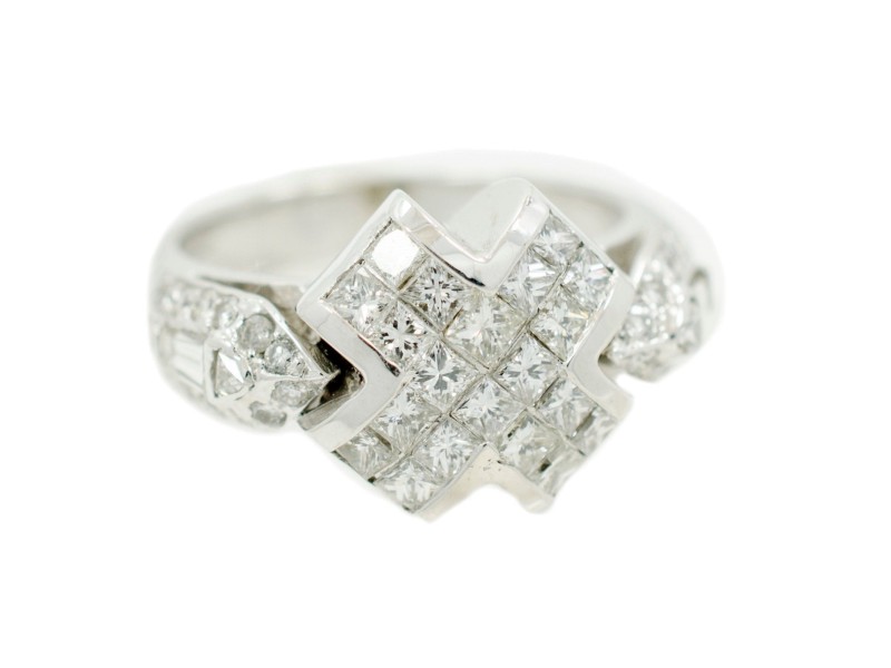 White White Gold Diamond Mens Ring Size 5.25 