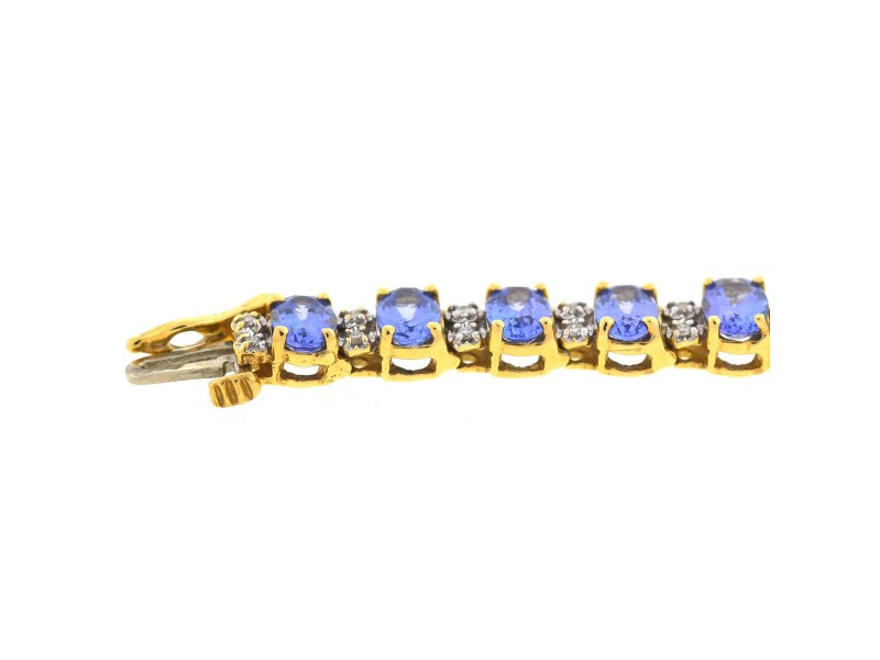 Yellow Gold Tanzanite, Diamond Womens Bracelet