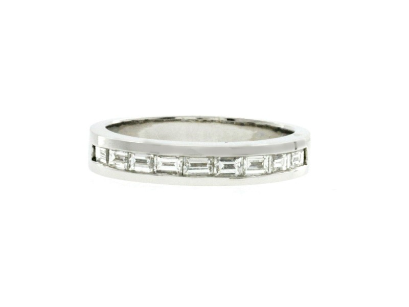 0.52 CT Baguette Diamonds 18K White Gold Wedding Band Ring Size 6-7
