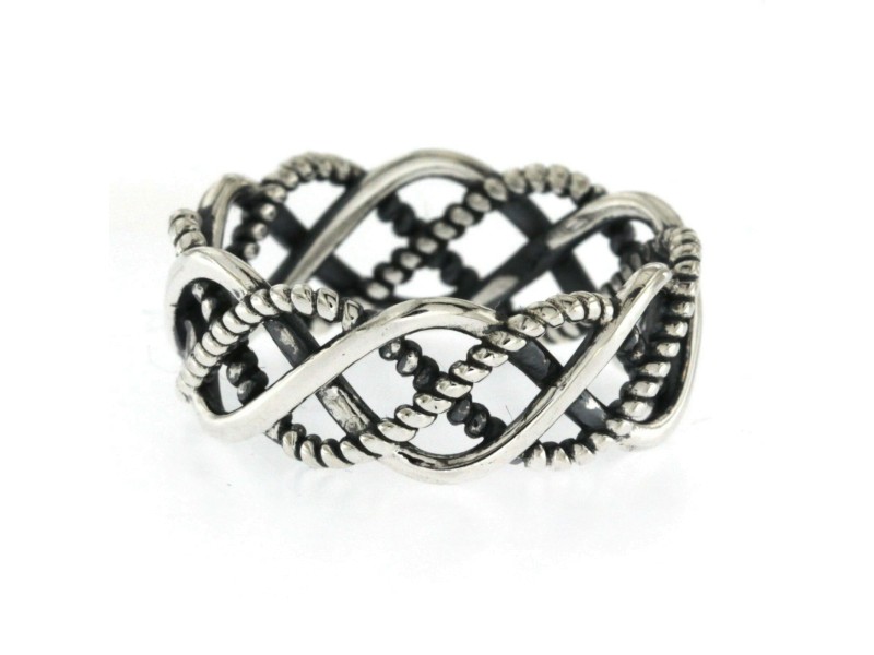 Unisex 925 Sterling Silver Open Woven Braid Wedding Band Ring 5-12
